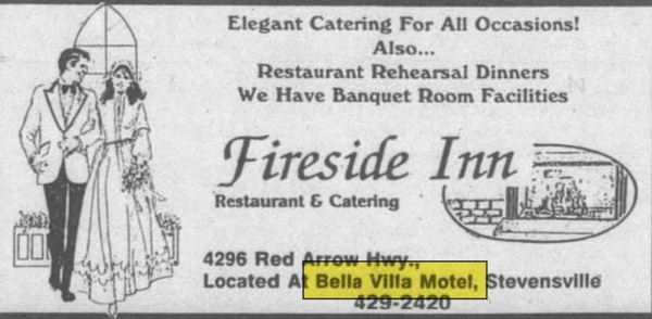 Bella-Villa Motel and Restaurant (Bella Villa Motel, Super 8 by Wyndham, Park Inn) - June 1991 Fireside Inn